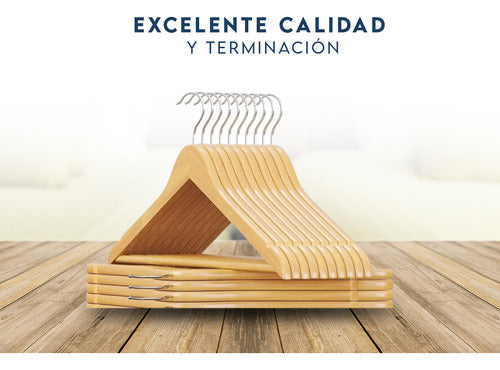 Pack De 50 Perchas De Madera Lustrada Y Barnizada Calidad 4