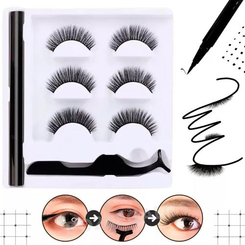 Magnetic Eyelashes x3 with 5 Magnets Magnetic Eyeliner Pencil 0