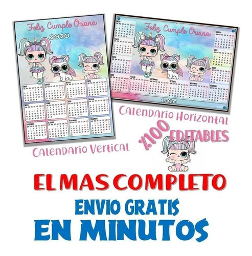 Calendario Imprimible Souvenir Editable Lol Unicornio 1