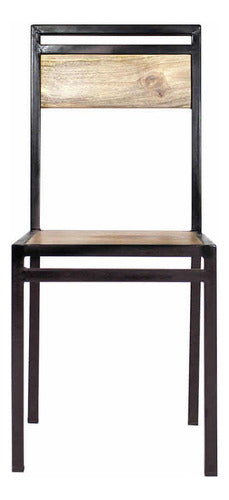 Marna Industrial Style Dining Chair in Iron and Wood 1