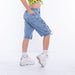 Girls' Jean Bermuda Shorts with Decorative Chain - High Waist - Adjustable Waist - 6 Pockets 2