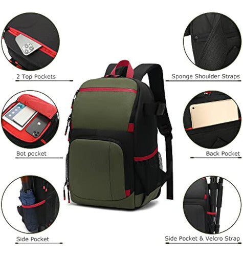 Powlif Mochila Para Cámara Dslr/slr/drone Con 2