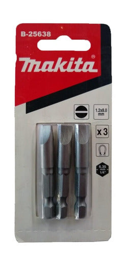 Makita Punta Plana Para Atornillador 3u 1.2x8mm B-25638 Bb 0