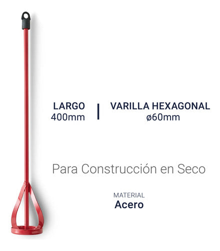 Mezclador Batidor De Pintura Látex Barniz Para Taladro 40 Cm 1