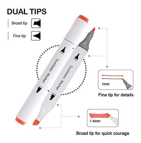 Tavolozza Professional Double Point Chisel Color Markers Set of 80 5