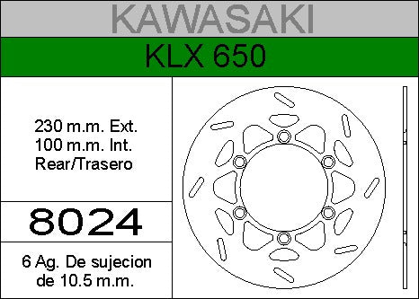 HYD Rear Brake Disc for Kawasaki KLX 650 0