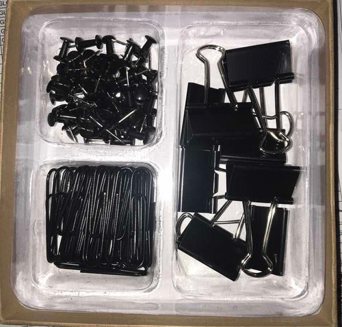 Take Anote Black Desk Set - 60 Pins, 40 Clips, 8 Paper Holders with Pencils 0