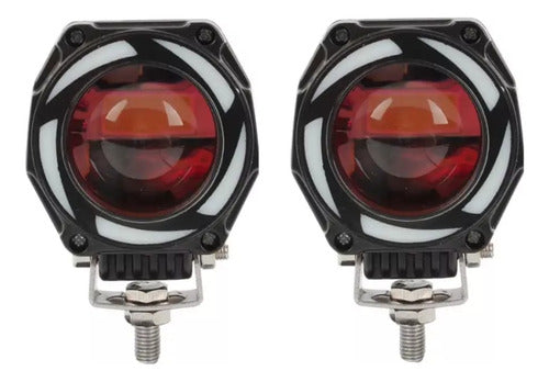 Kit LED Projector Headlights with Angel Eye Multicolor Ring x 2 0