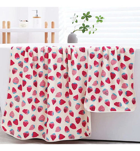 ~? Ailansnug Lindo Strawberry Print Toallas De Baño Set 27 1