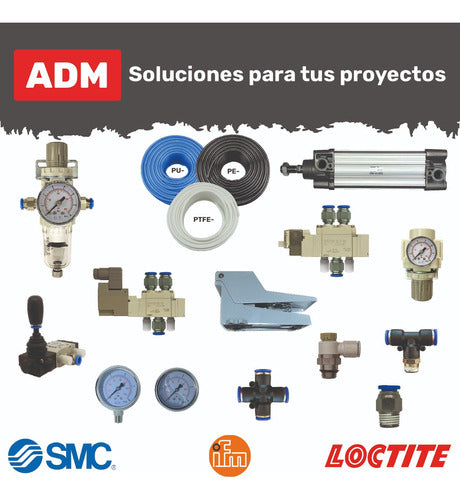 ADM Pneumatic Tee Connector Male Thread 1/2 - For 12mm Tube - 1 Unit 3