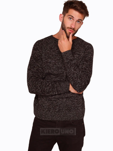 Men's Heathered Round Neck Wool Pullover Sweater Jacket 7