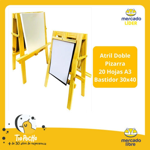 Tio Pocho Arte Double-Sided Kids Easel with Acrylics and Fibers 2