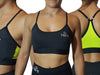 ID328 Women's Hartl Sports Top (Spinning, Aerobic, Fitness) - Black and Fluorescent Green 3