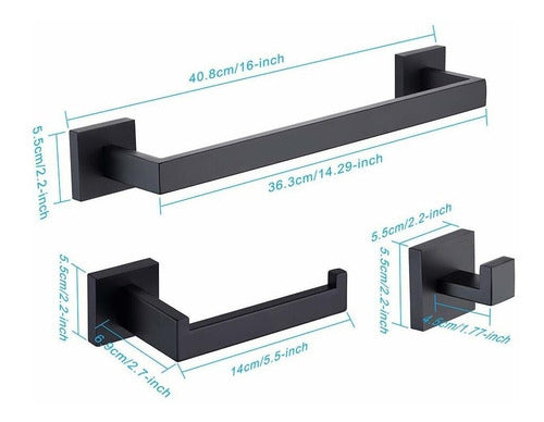 Tastos Matte Black 3-Piece Bathroom Hardware Set 5