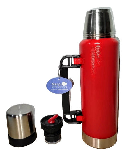 Meam Lightweight 1.2L Thermos with Foldable Handle and Gourd Cap 1