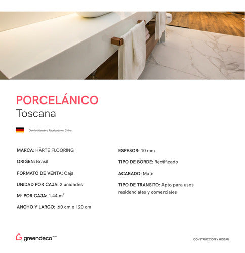 Harte Flooring Toscana Rectified Porcelain Floor Tile 60x120cm 1