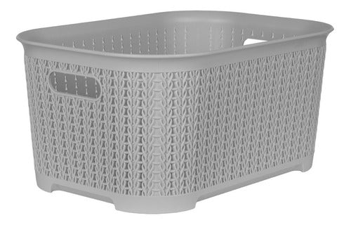 Plásticos Cerri Plastic Rattan Organizer Baskets Set of 6 Gray 36x25x17 7