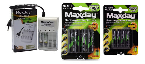 Cargador De Pilas Recargables Maxday + 2blister  4aa + 4 Aaa 0