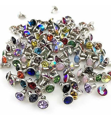 YORANYO 100 Mixed Color 6mm Crystal Rivet Sets 4