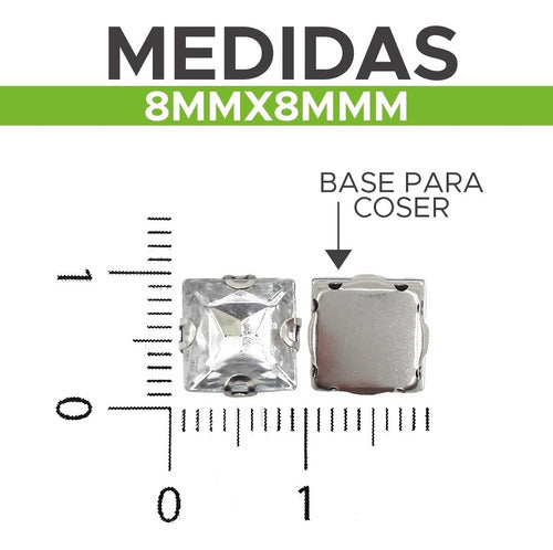 Almacen de Armado Gema Engarzada Cuadrada 8x8mm Piedra Para Coser X 100u 1