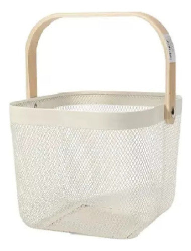 JTA Store Technology Metal Fruit and Vegetable Basket with Wooden Handles 1