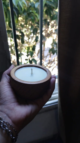 Mevak.deco Aromatic Soy Candle in Wooden Bowl Ø 8cm 2