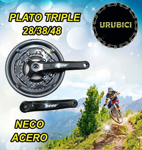 Plato Engranaje Triple Neco 28/38/48 Acero.punta Cuadrada. 1