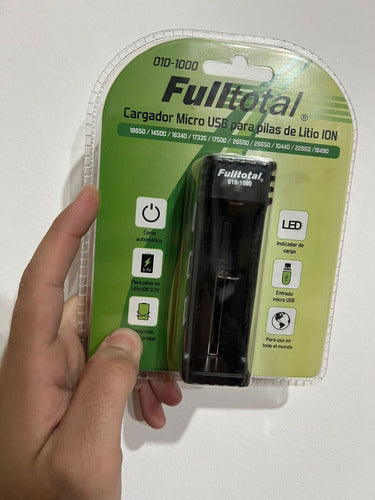 Cargador Full Total P/ Pilas Litio 18650 16340 14500 26500 2