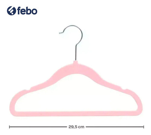 Combo X40 Percha De Terciopelo Para Niños Color Rosa 2