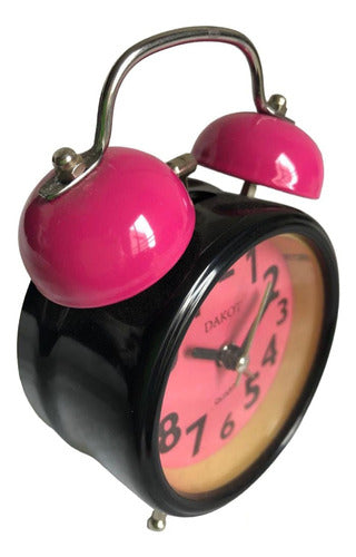 Dakot Fuchsia and Black Vintage Alarm Clock with LED Light 1