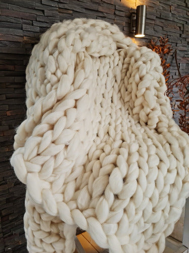 Handcrafted Natural Nordic Style XXL Merino Wool Blanket 14