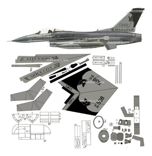 MODELO IMPRIMIBLE PAPERCRAFT F-16C Falcon (KA) Scale 1:33 - Papercraft 0