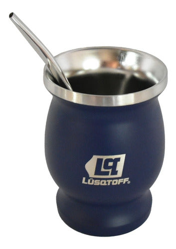 Mate with Stainless Steel Straw 300 ml Lusqtoff Blue 1
