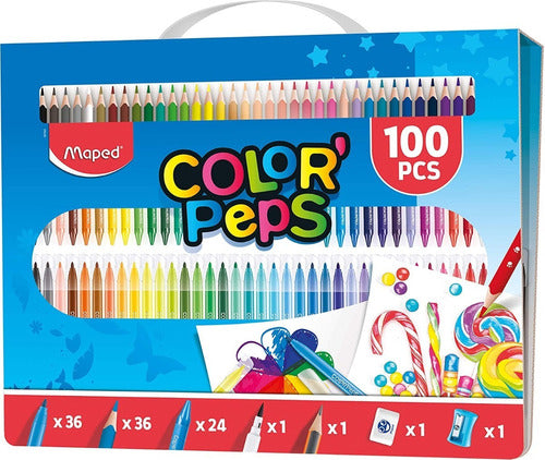 Juego Lapices Marcadores Crayones Maped Escolar 100 Piezas 1