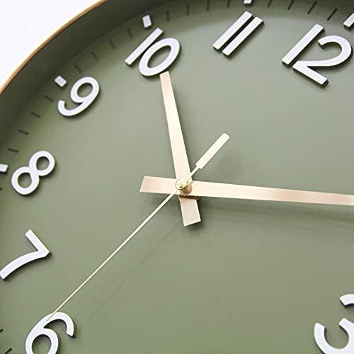 HZDHCLH Silent Wall Clock Olive Green 30cm 1