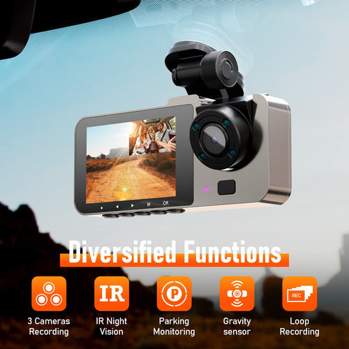 Metioqa 3-Channel Front and Rear Dashboard Camera 1