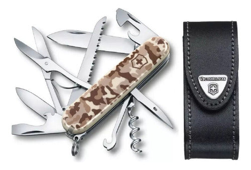 Victorinox Huntsman Camo Beige 15-Function Pocket Knife + Pouch 0