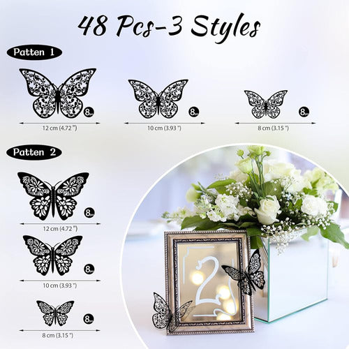 HKFUON 48pcs 3D Black Butterfly Wall Decor 1