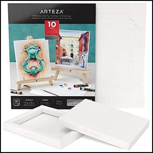 Arteza Bloc De Lona Plegable De Papel De Acuarela, 100% De 7 2