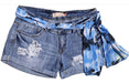 Sybilla Imported Jean Shorts with Distressing and Scarf 0