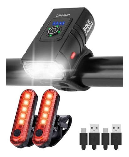 TMELAM Rechargeable USB LED Lights Set for Bicycle Front and Rear 0