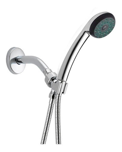 Aquaflex Premium Shower Set with Chrome Handheld Showerhead, 1.5m Stainless Steel Hose, Holder, and Pipe 0