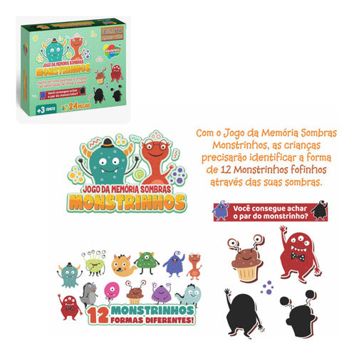 Jogo Da Memória Sombras Monstrinhos Aquarela Brinquedos 1