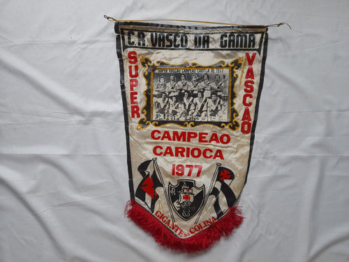 Antiguo Banderin Vasco Da Gama Campeon 1977, Con Foto 0