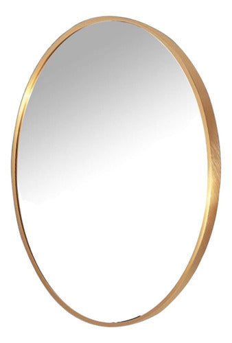 Lucio Di Reggio Round Mirror with Golden Iron Frame 50 cm 0