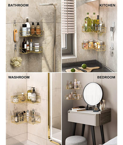 Iperlife Corner Shower Caddy Gold, Organizador De Ducha De E 1