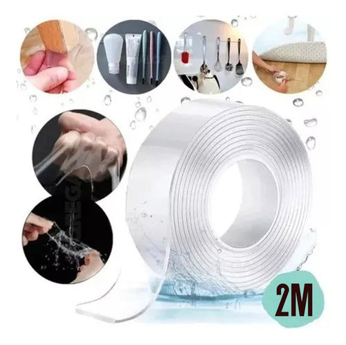 Home Love Cinta De 2m Doble Faz Transparente Silicona Y Nanotecnología 0