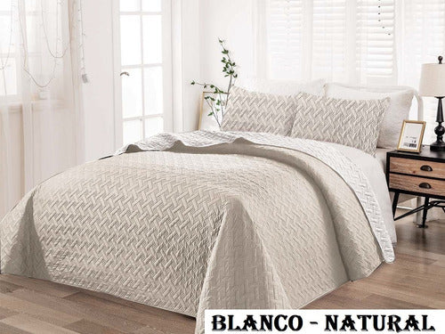 Bicolor Summer Queen Quilt with Natural & Visón Pillowcases 5