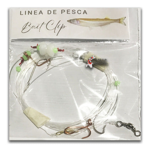 Jlpesca Linea Pesca Pejerrey Dos Brazoladas Doble Baitclip Cascada 0