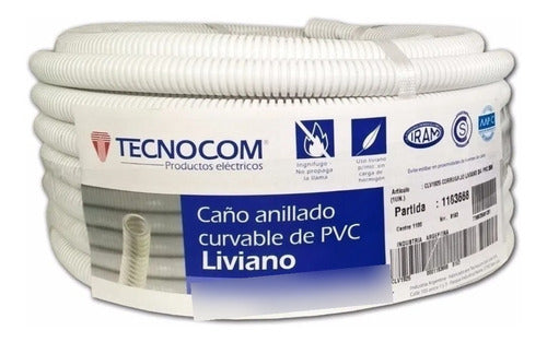 Caño Flexible Liviano Corrugado 2 Blanco X 25mts P/ Pared 2